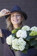 tuin hortensia, zomer, 2023, model, vrouw, portret, wit